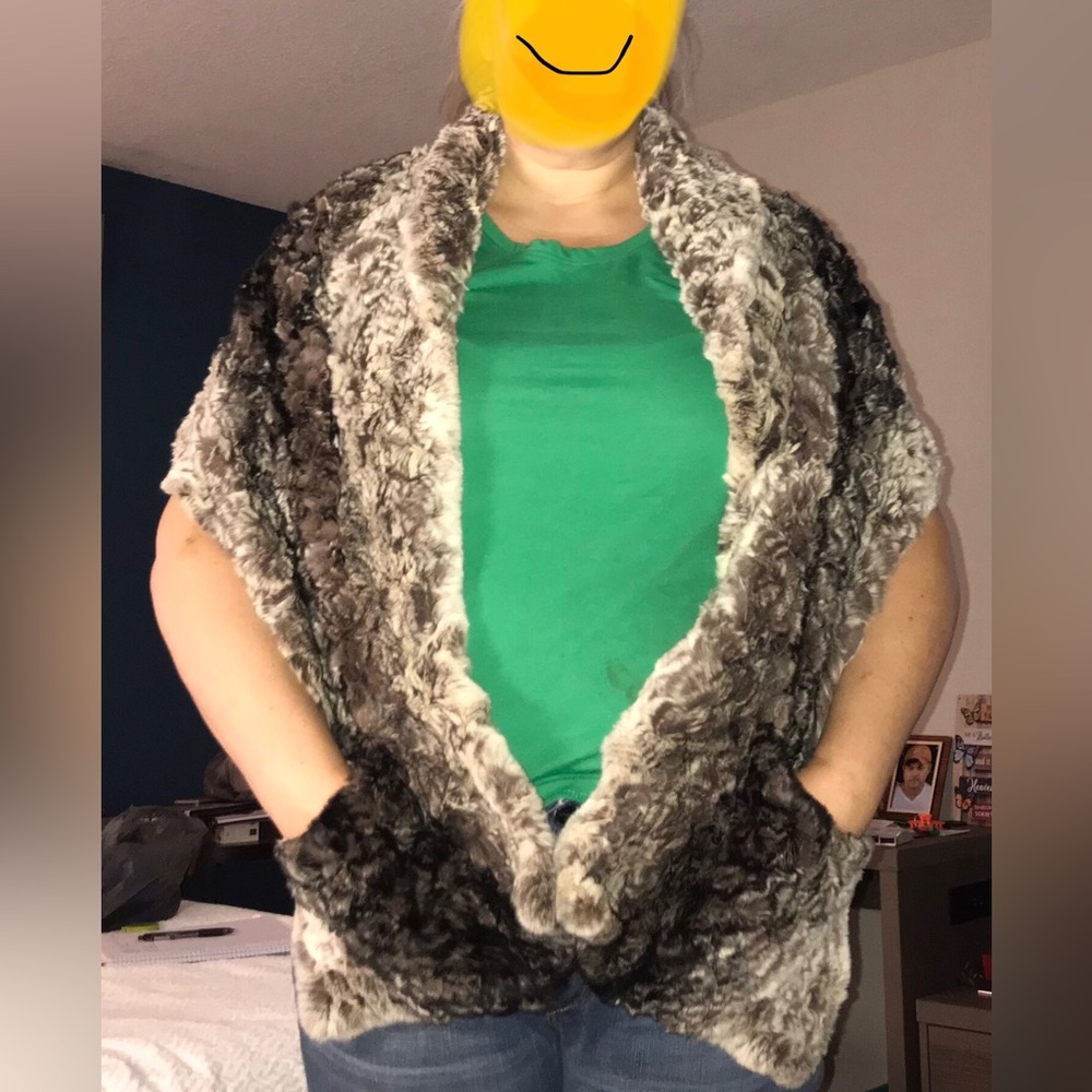 NWOT Cedric’s Genuine Rex Fur Scarf w/ pockets VINTAGE